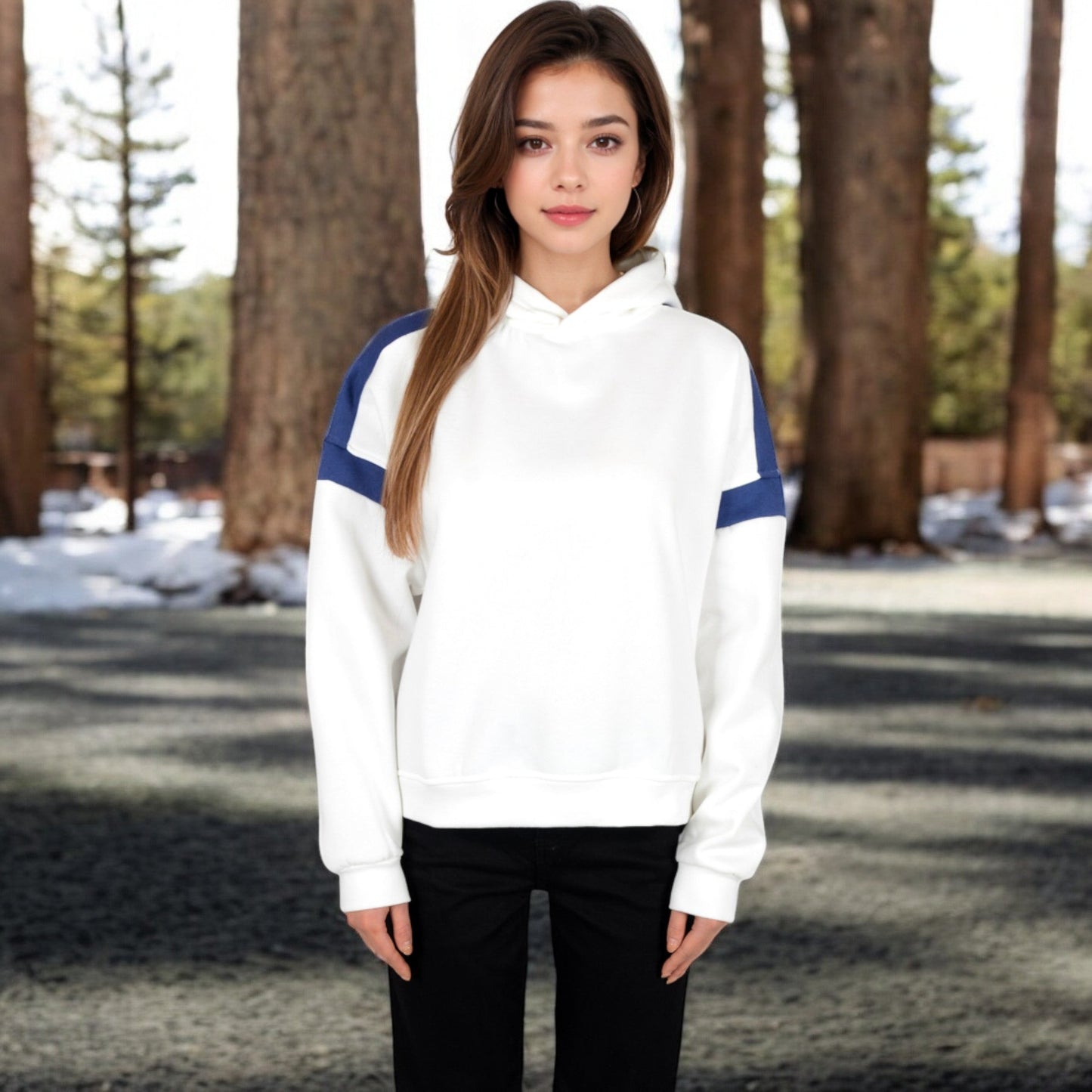 Oversized Hoodie with Contrast Shoulder Stripes