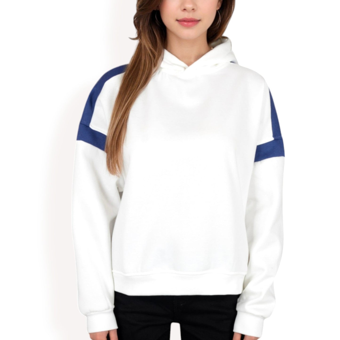 Oversized Hoodie with Contrast Shoulder Stripes