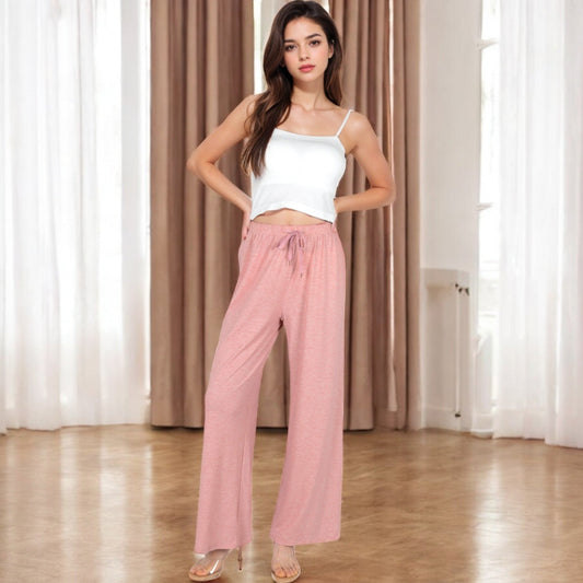 Relaxed Fit Wide-Leg Lounge Pants with Adjustable Drawstring