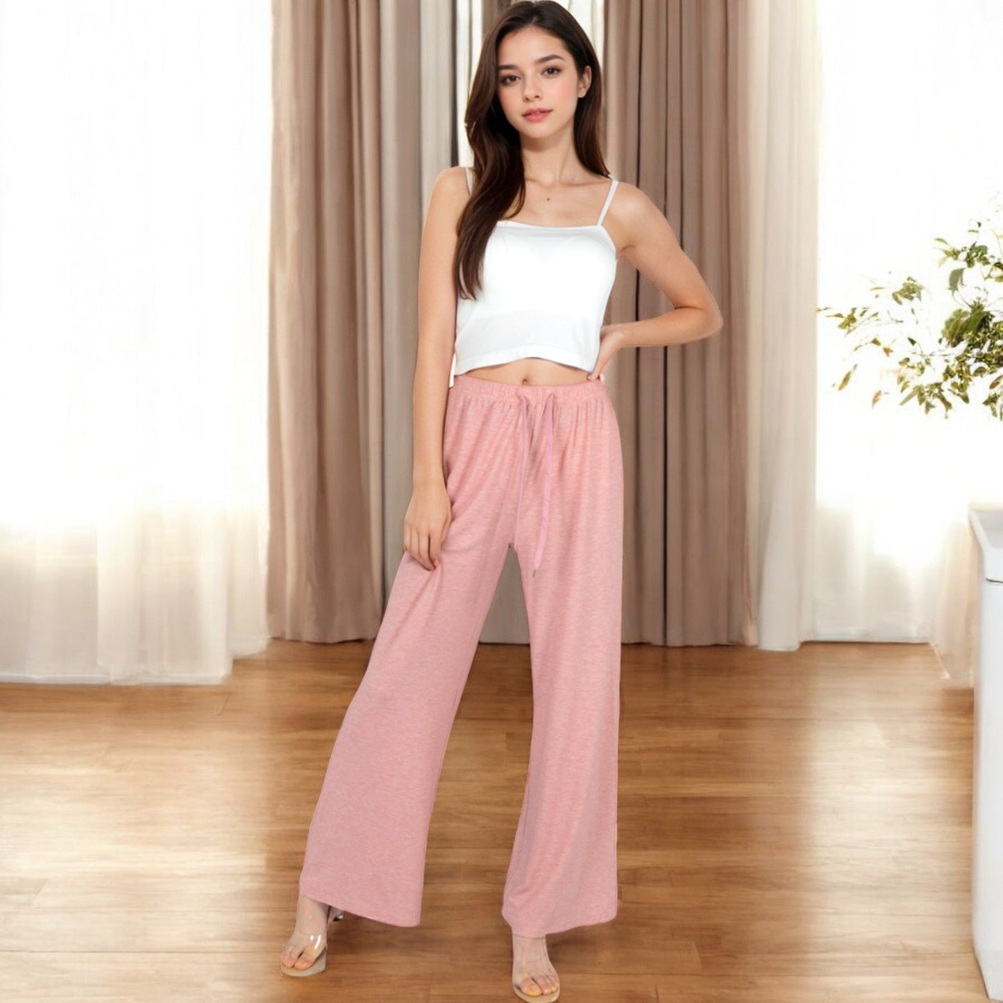 Relaxed Fit Wide-Leg Lounge Pants with Adjustable Drawstring