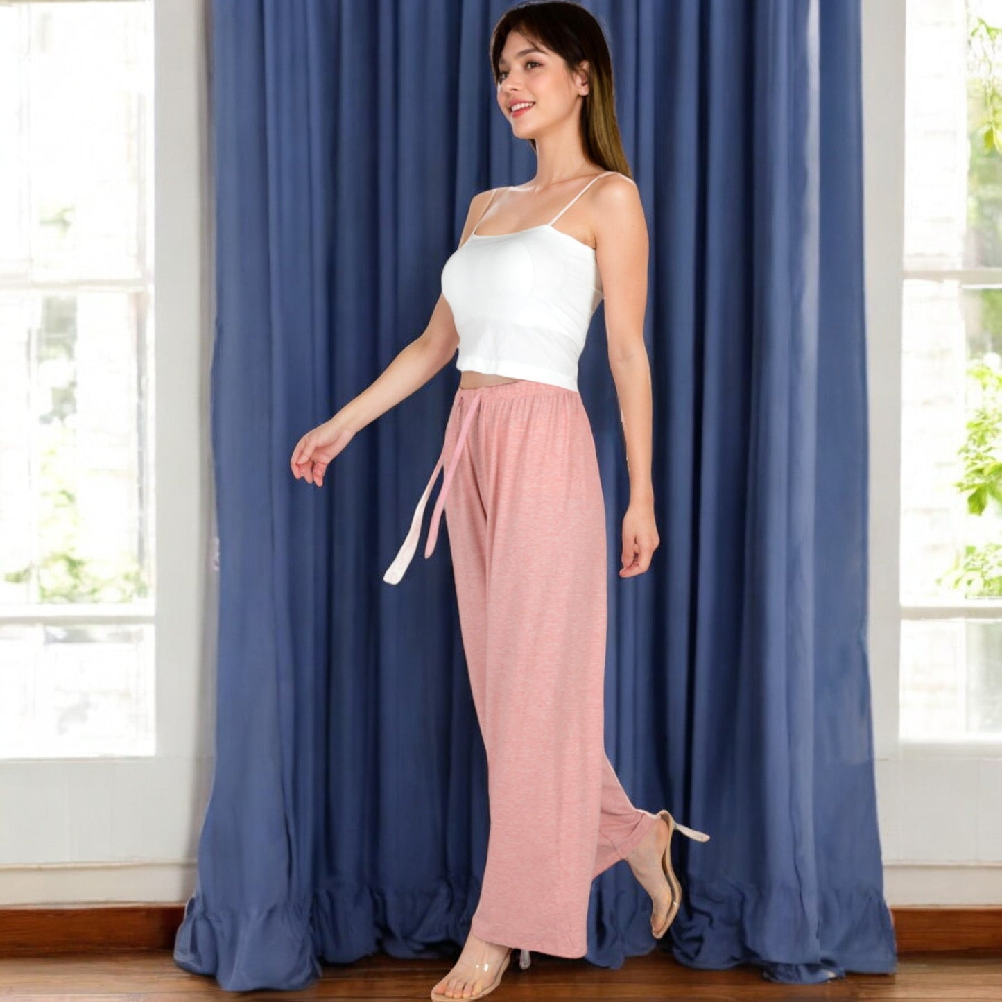 Relaxed Fit Wide-Leg Lounge Pants with Adjustable Drawstring