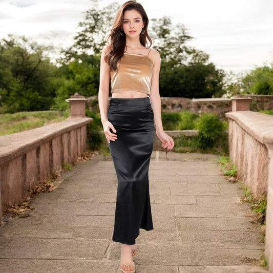 High-Waisted Satin Maxi Skirt
