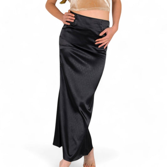 High-Waisted Satin Maxi Skirt