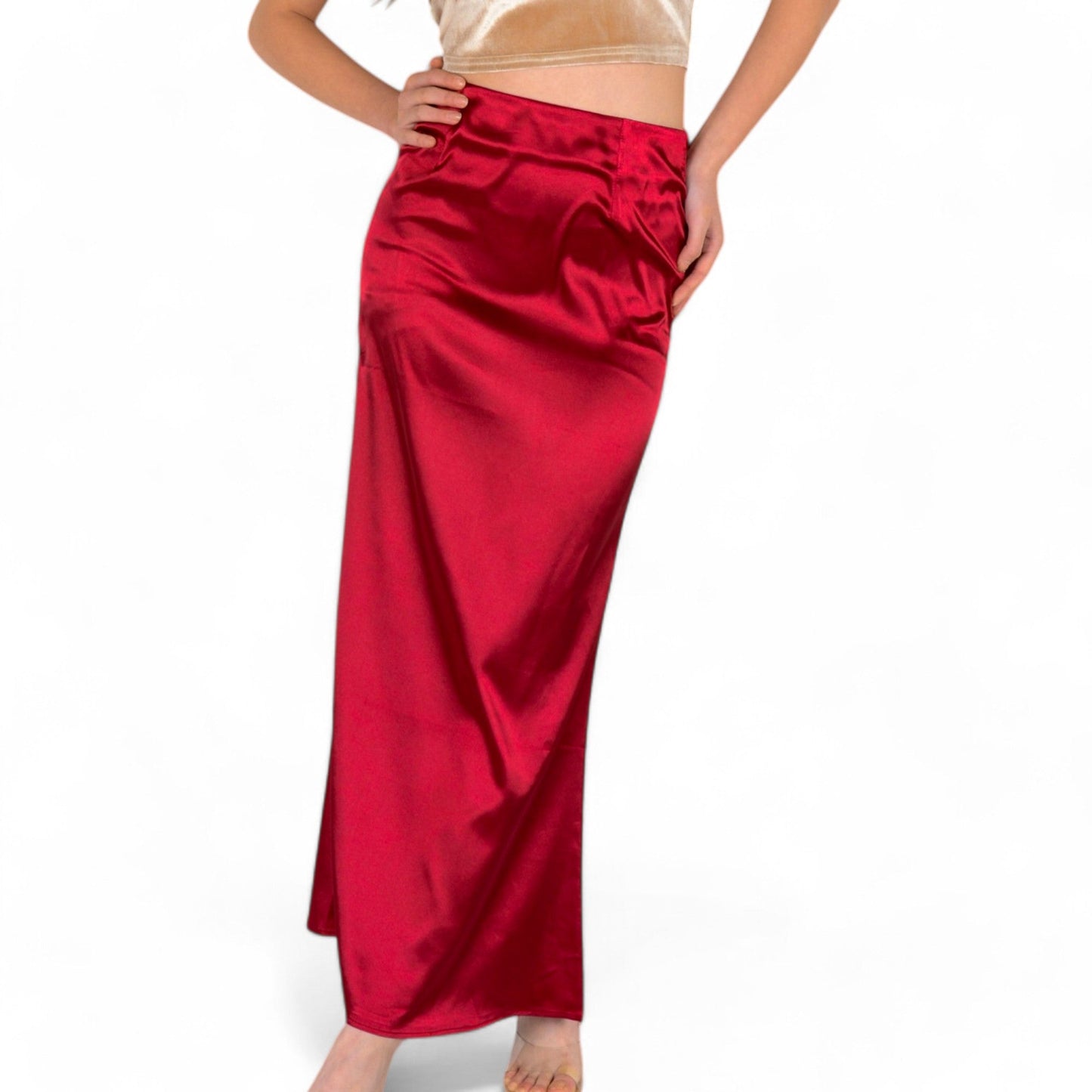 High-Waisted Satin Maxi Skirt