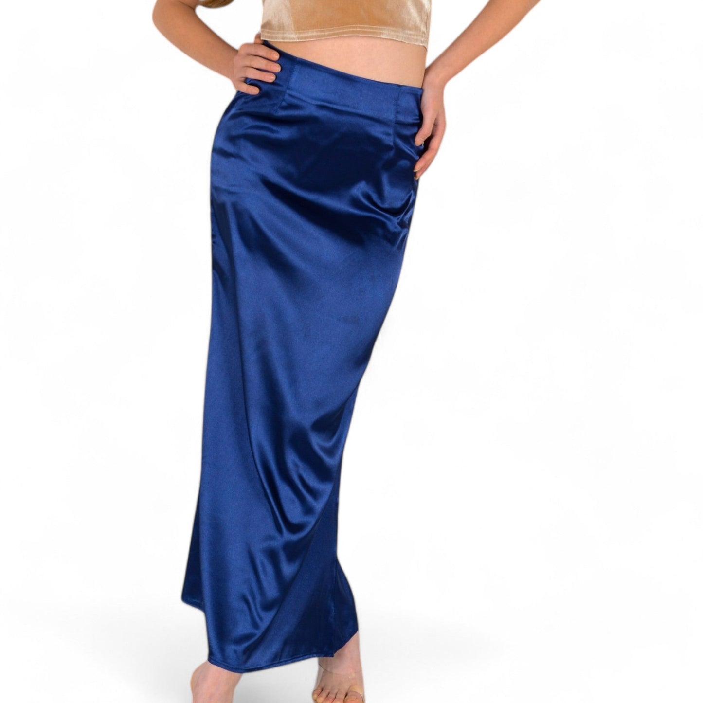 High-Waisted Satin Maxi Skirt