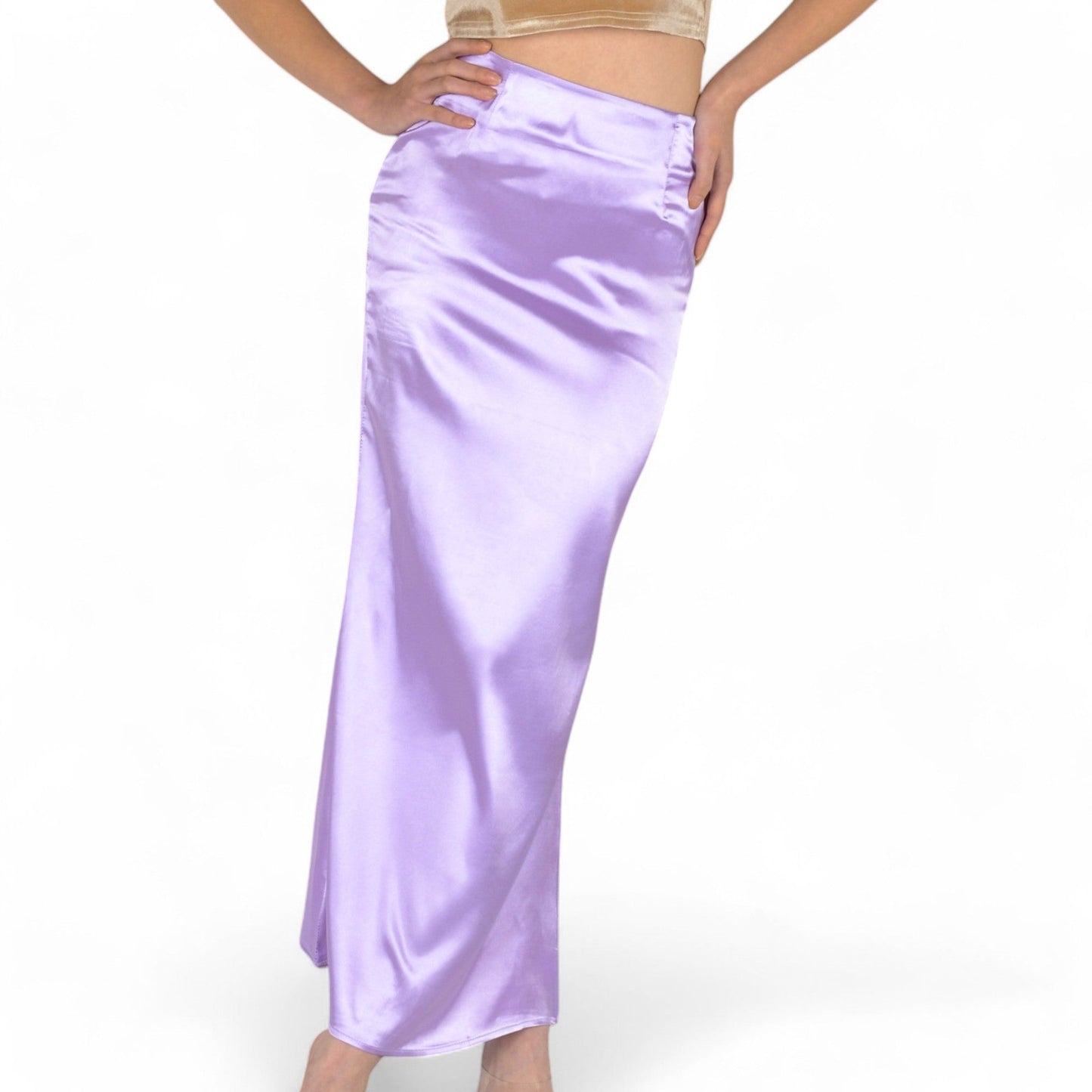 High-Waisted Satin Maxi Skirt
