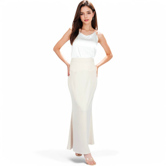 Satin Maxi Skirt With High Waist And Flowing A-Line Design