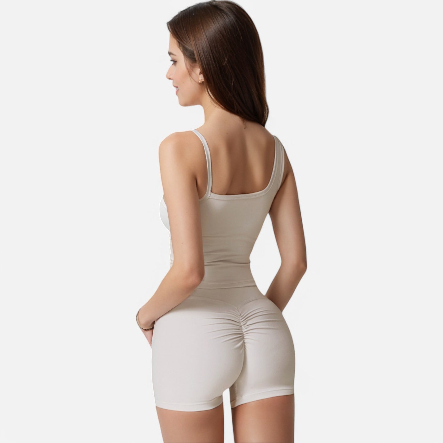 Active Women's Fitted Square Neck Tank Top with Spaghetti Straps