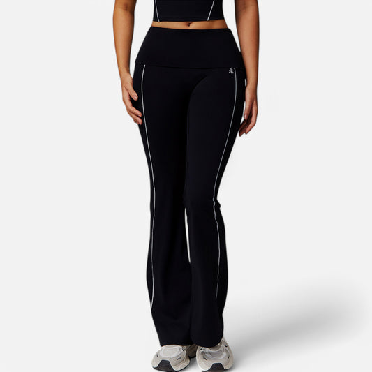 Active Women's High Waist Flared Leggings with Contrast Seam Detail and Stretch Fabric