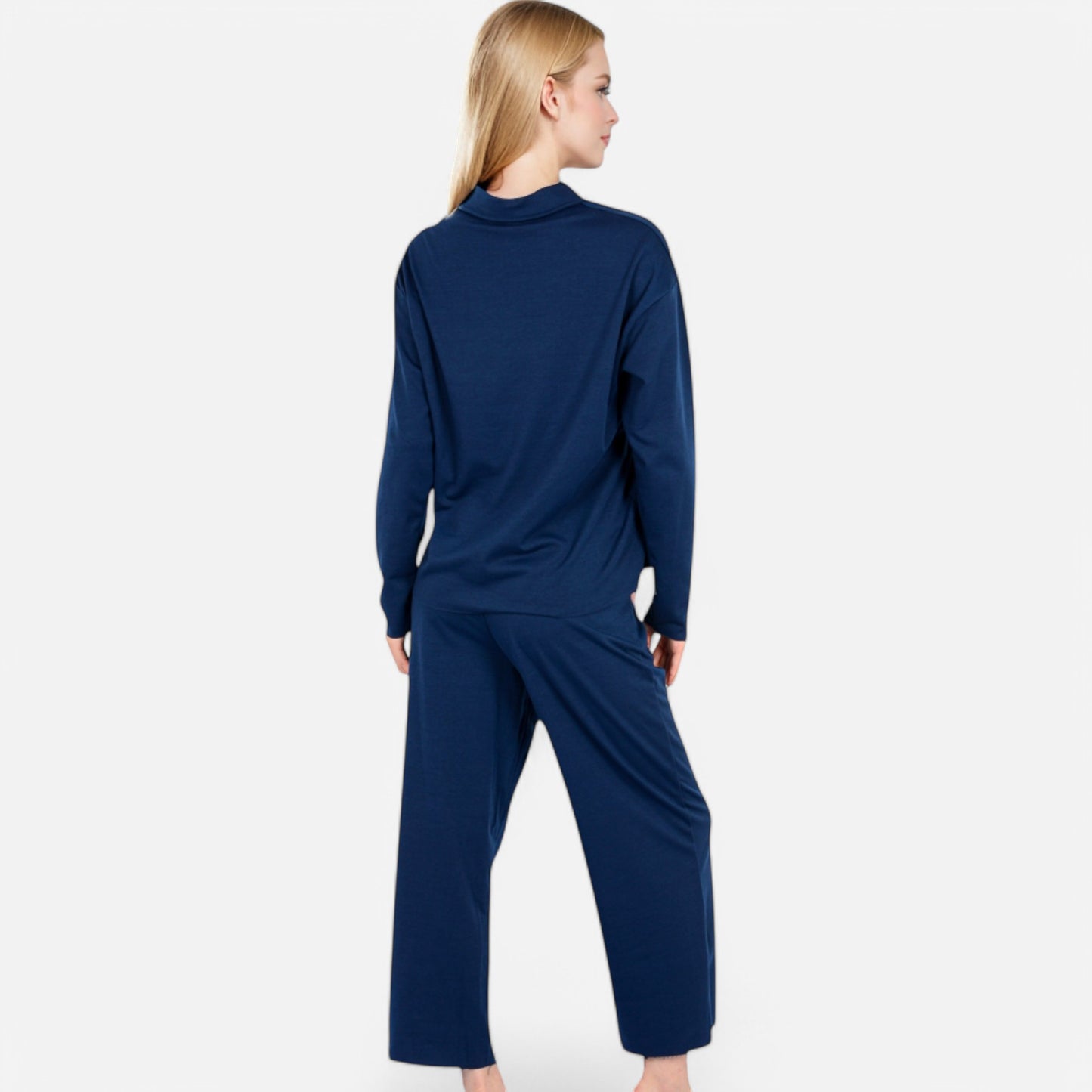 Women's Relaxed Fit Pullover and Wide Leg Lounge Pants Set
