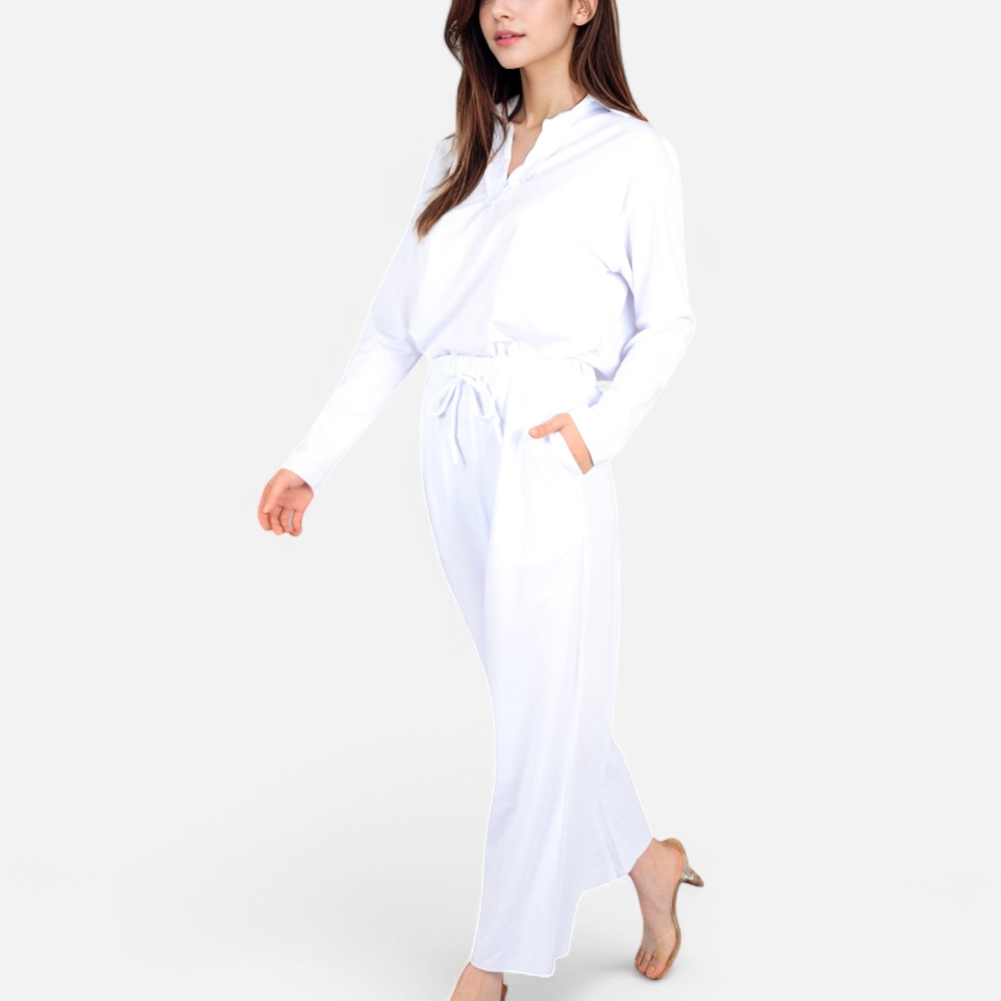 Women's Relaxed Fit Pullover and Wide Leg Lounge Pants Set