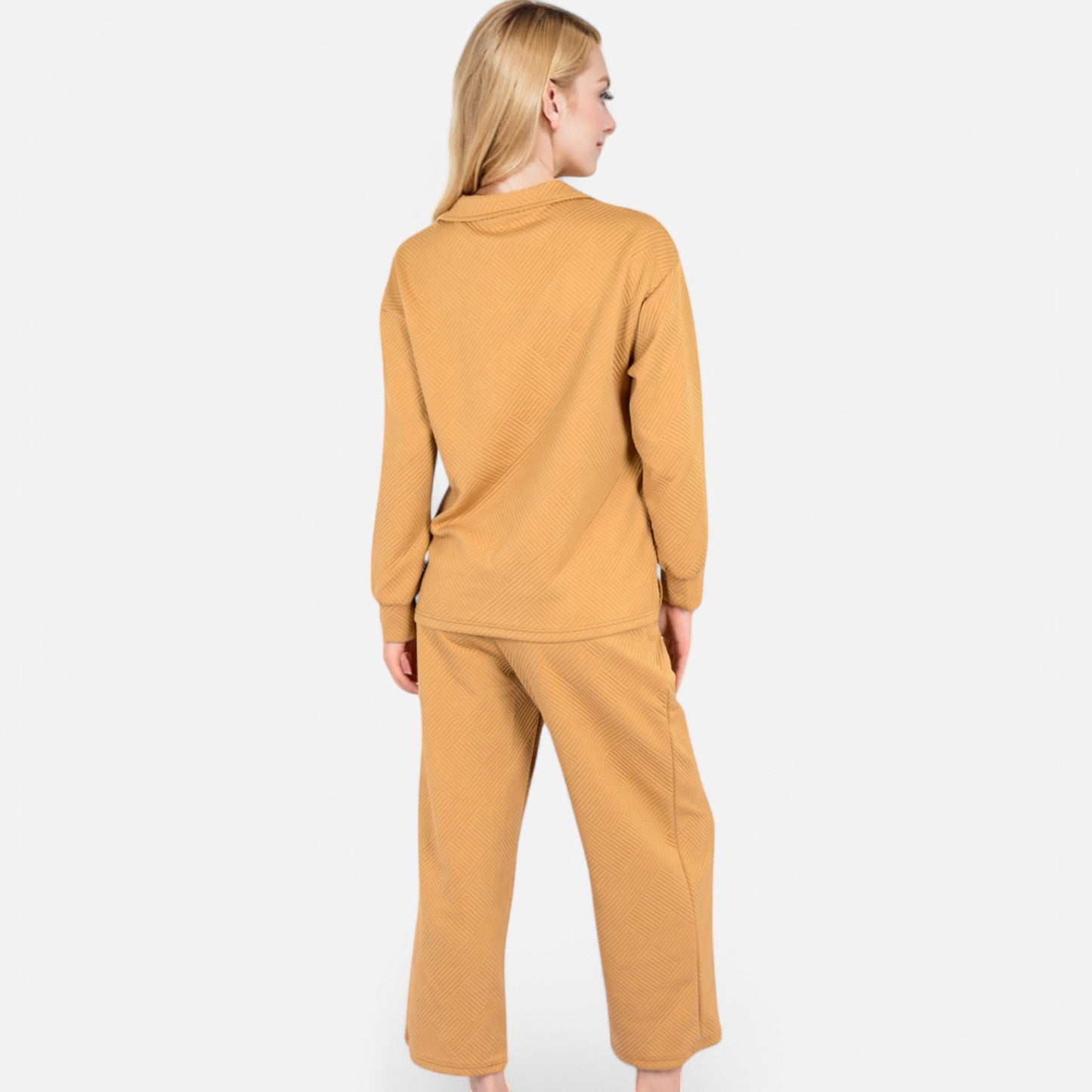 Women's Long Sleeve Pullover and Wide Leg Pants Lounge Set