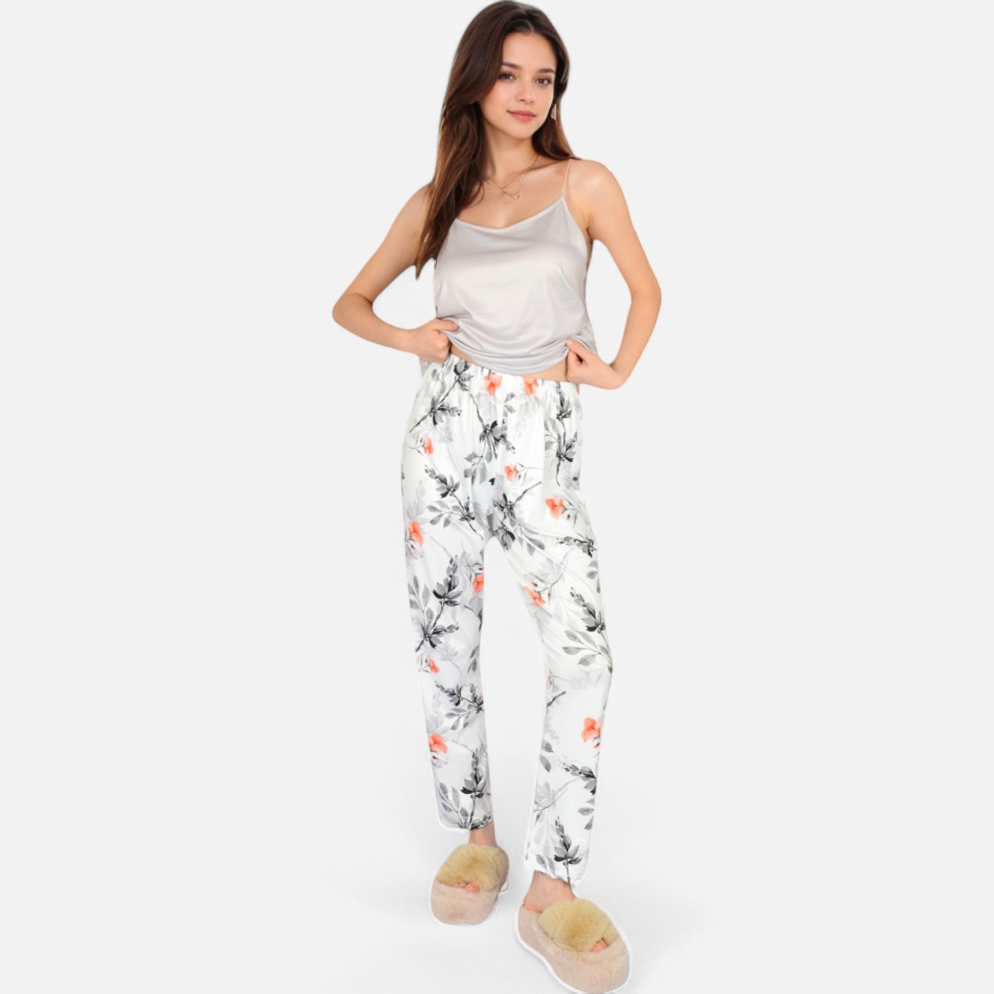 Lounge Women's Floral Print 3-Piece Pajama Set with Long Cardigan