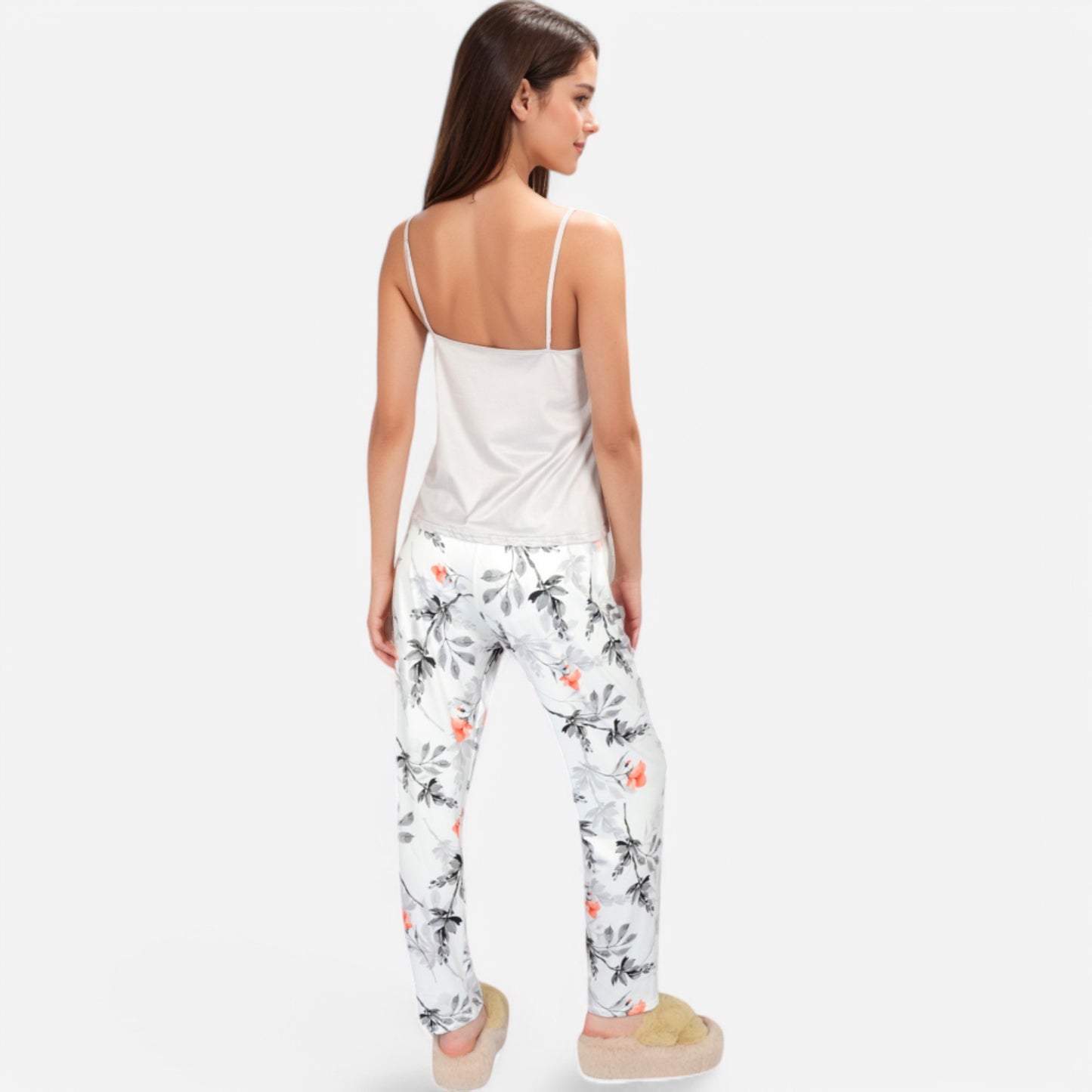 Lounge Women's Floral Print 3-Piece Pajama Set with Long Cardigan