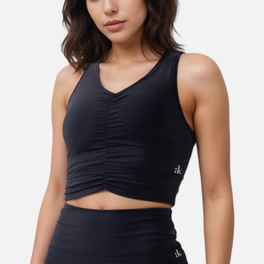 Active Women's Ruched Front Sports Tank with Stretchy Shoulder Straps