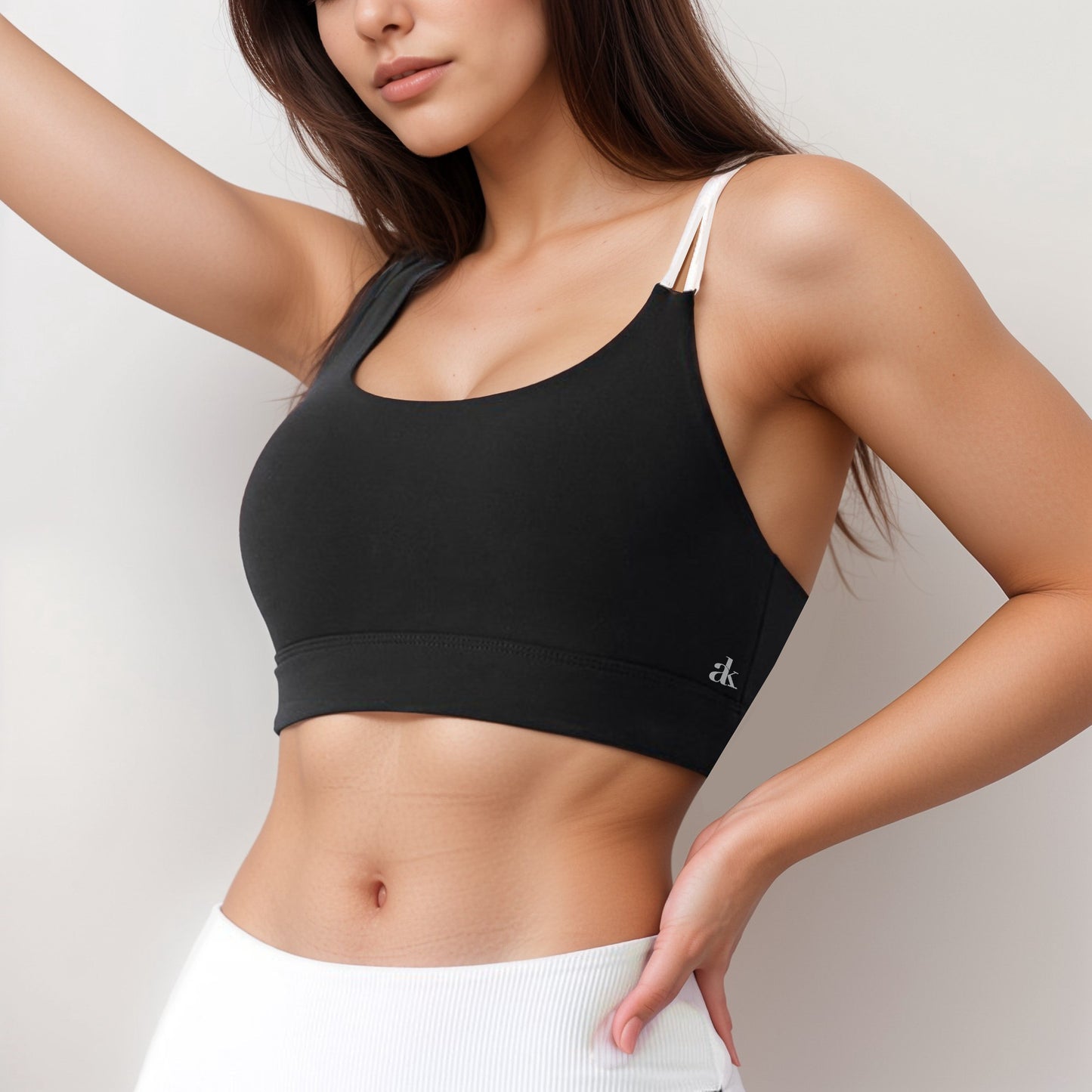 Women's Scoop Neck Sports Bra with Double Strap Design