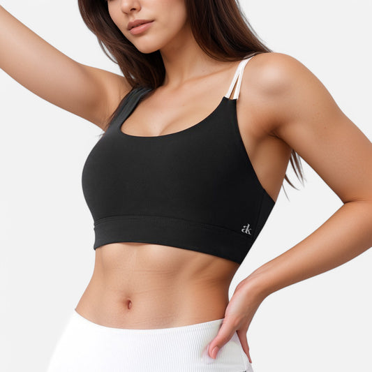 Women's Scoop Neck Sports Bra with Double Strap Design