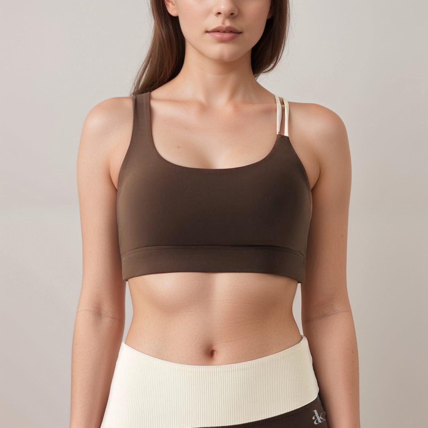 Women's Scoop Neck Sports Bra with Double Strap Design
