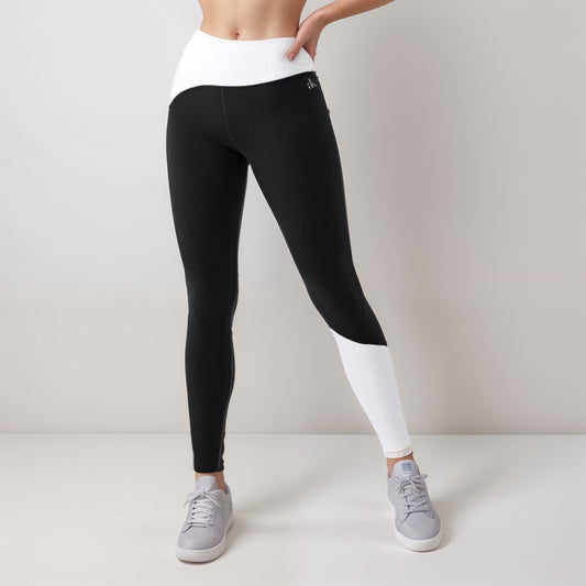 Active Women's High Waist Color Block Leggings with Contrast Panel Design