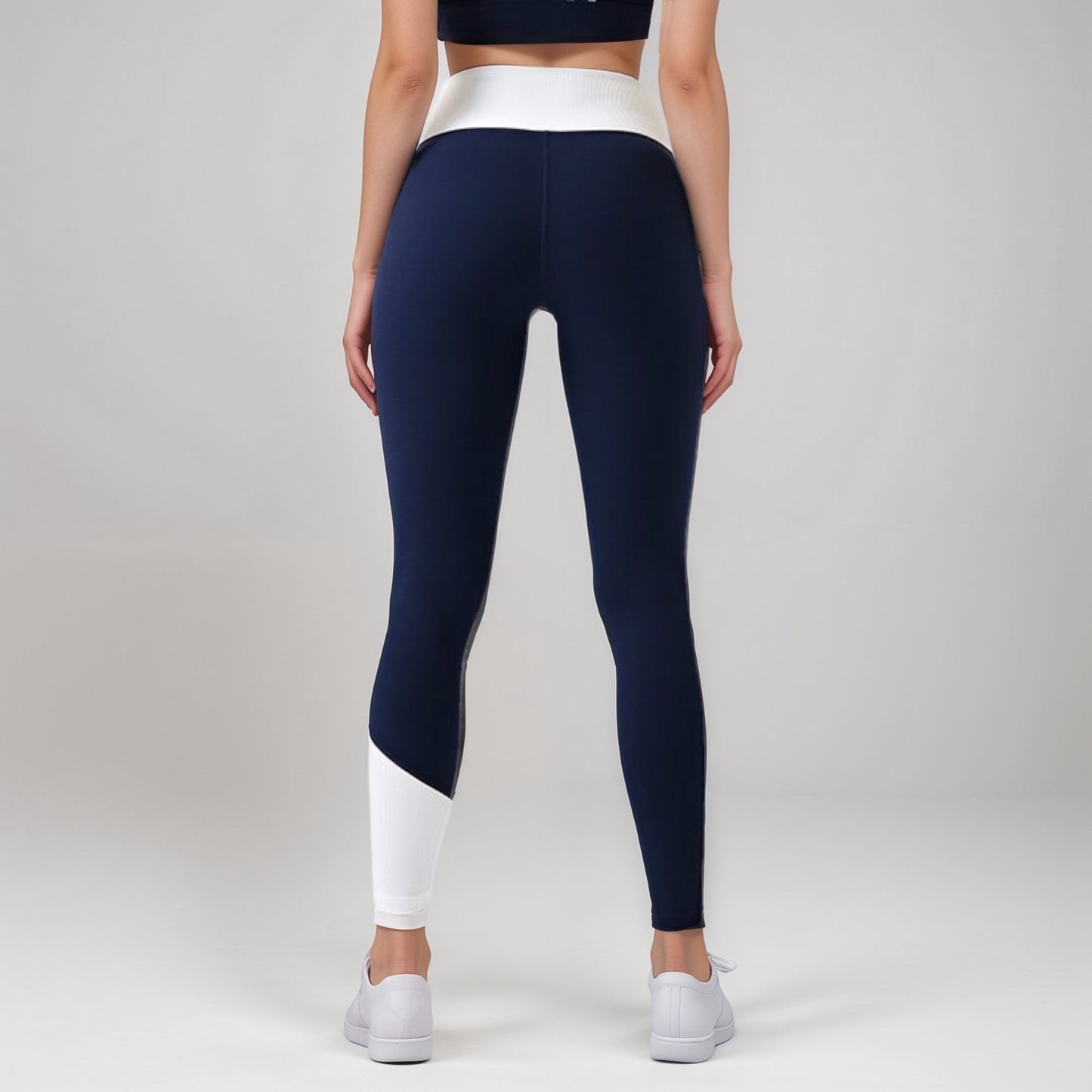 Active Women's High Waist Color Block Leggings with Contrast Panel Design