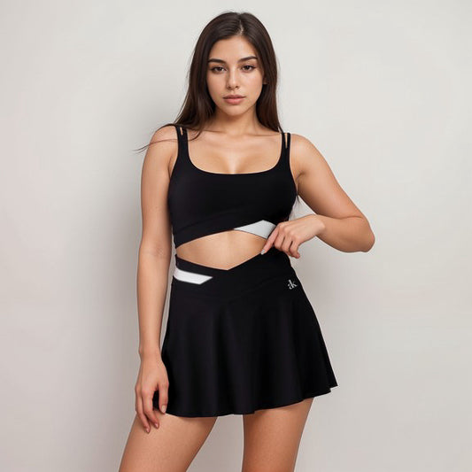 Active Women's Athletic Skort with Contrast Waistband and Flowing A-Line Design