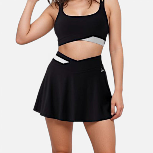 Active Women's Athletic Skort with Contrast Waistband and Flowing A-Line Design