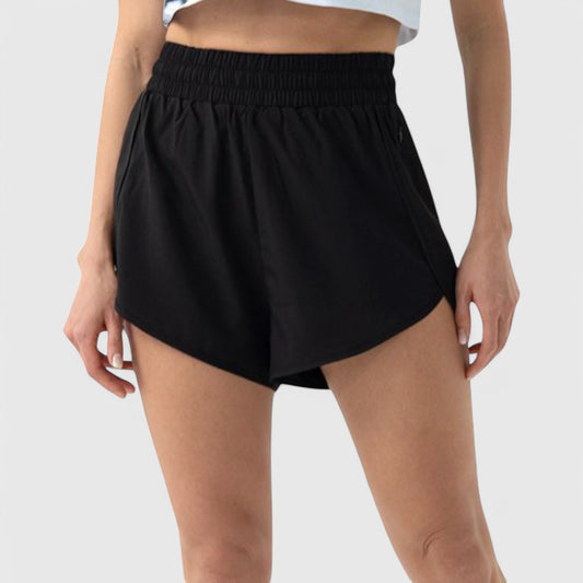 Active Women's High Waist Athletic Running Shorts with Curved Hem