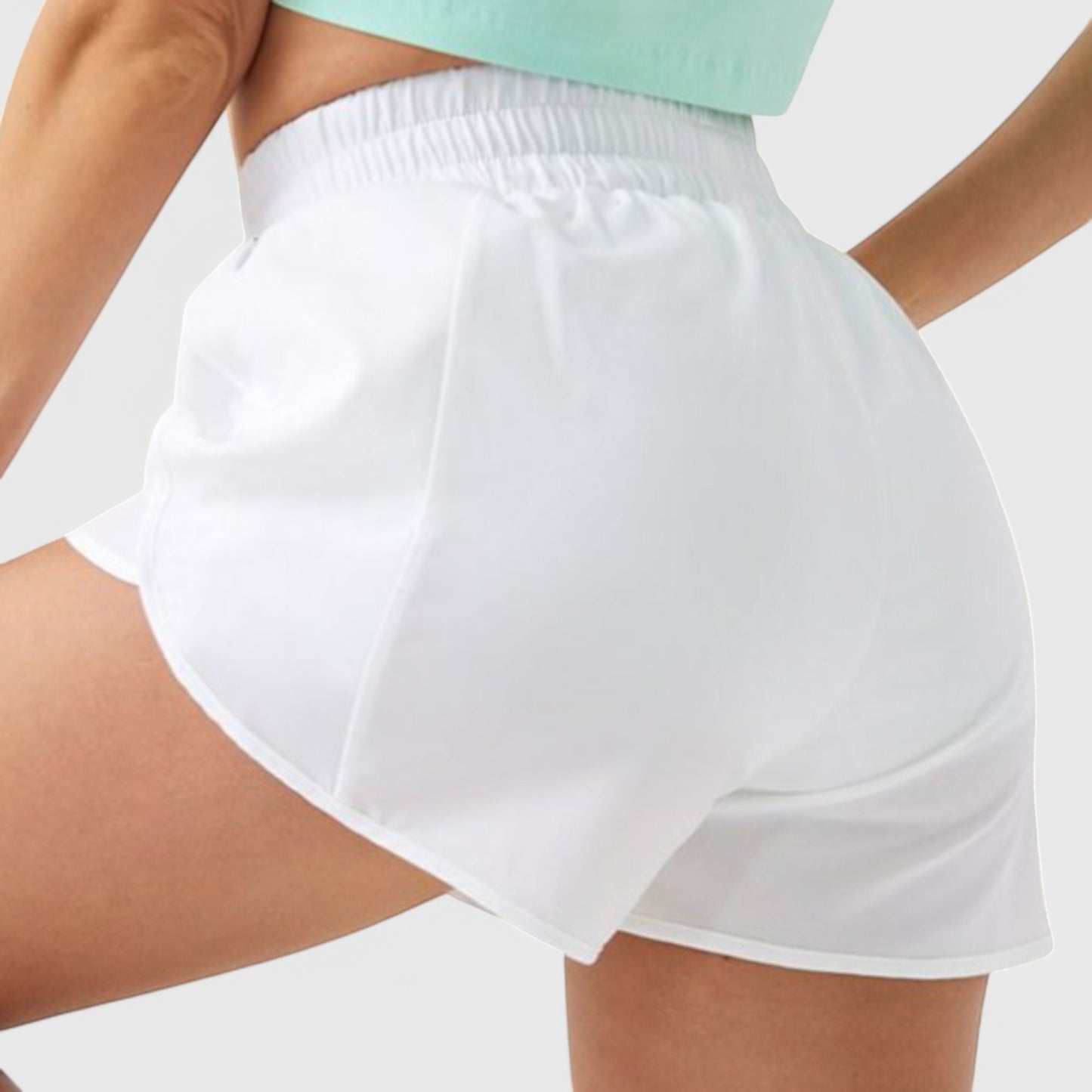 Active Women's High Waist Athletic Running Shorts with Curved Hem