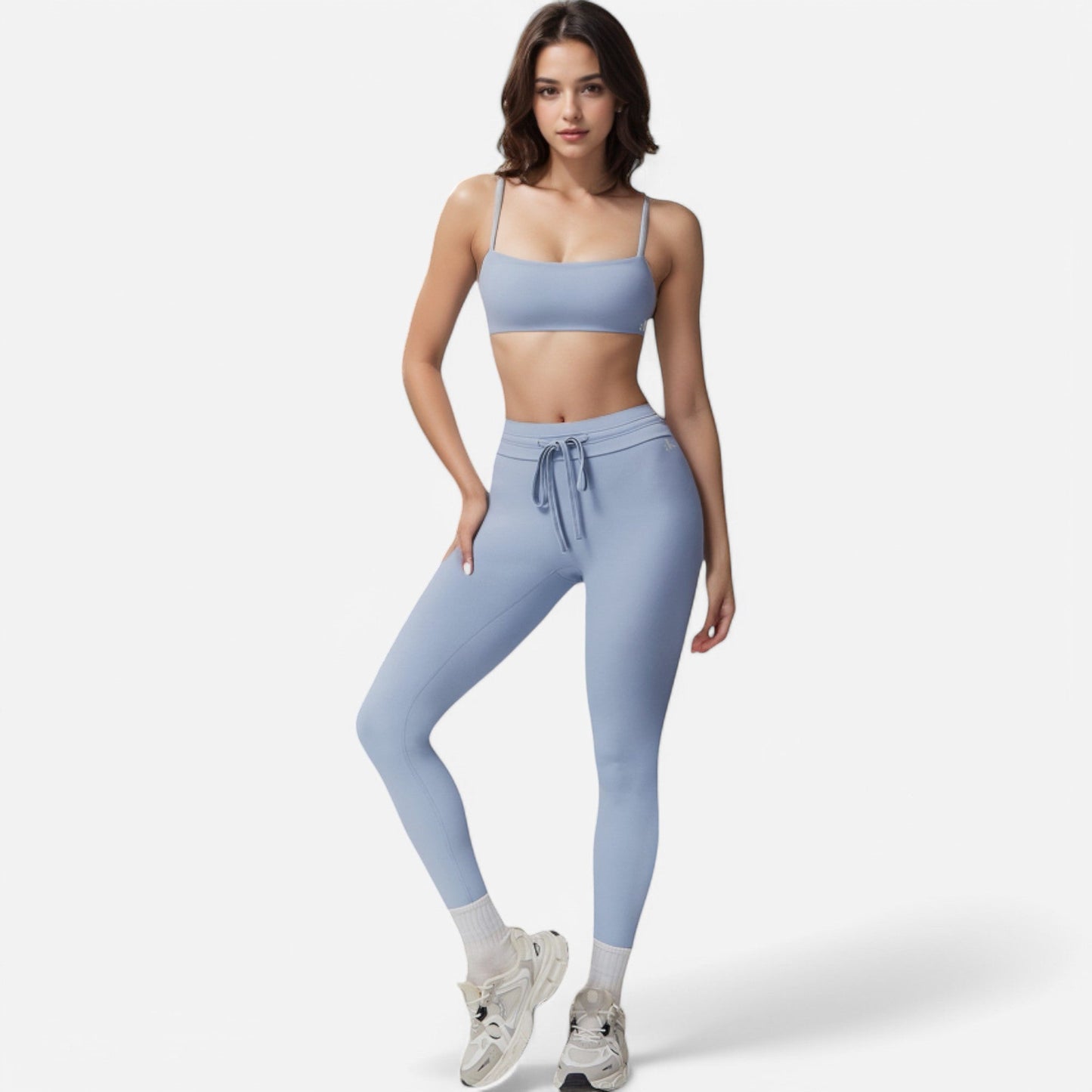 High Waist Drawstring Leggings with Stretchy Fit - Large, Black