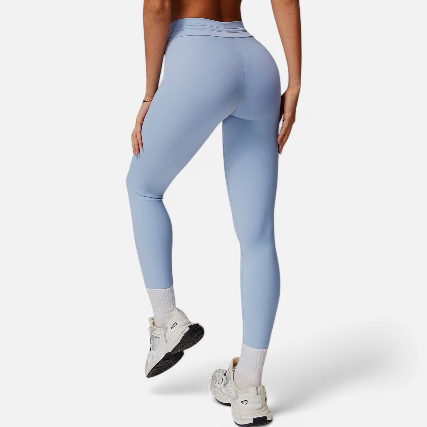 High Waist Drawstring Leggings with Stretchy Fit - Large, Black