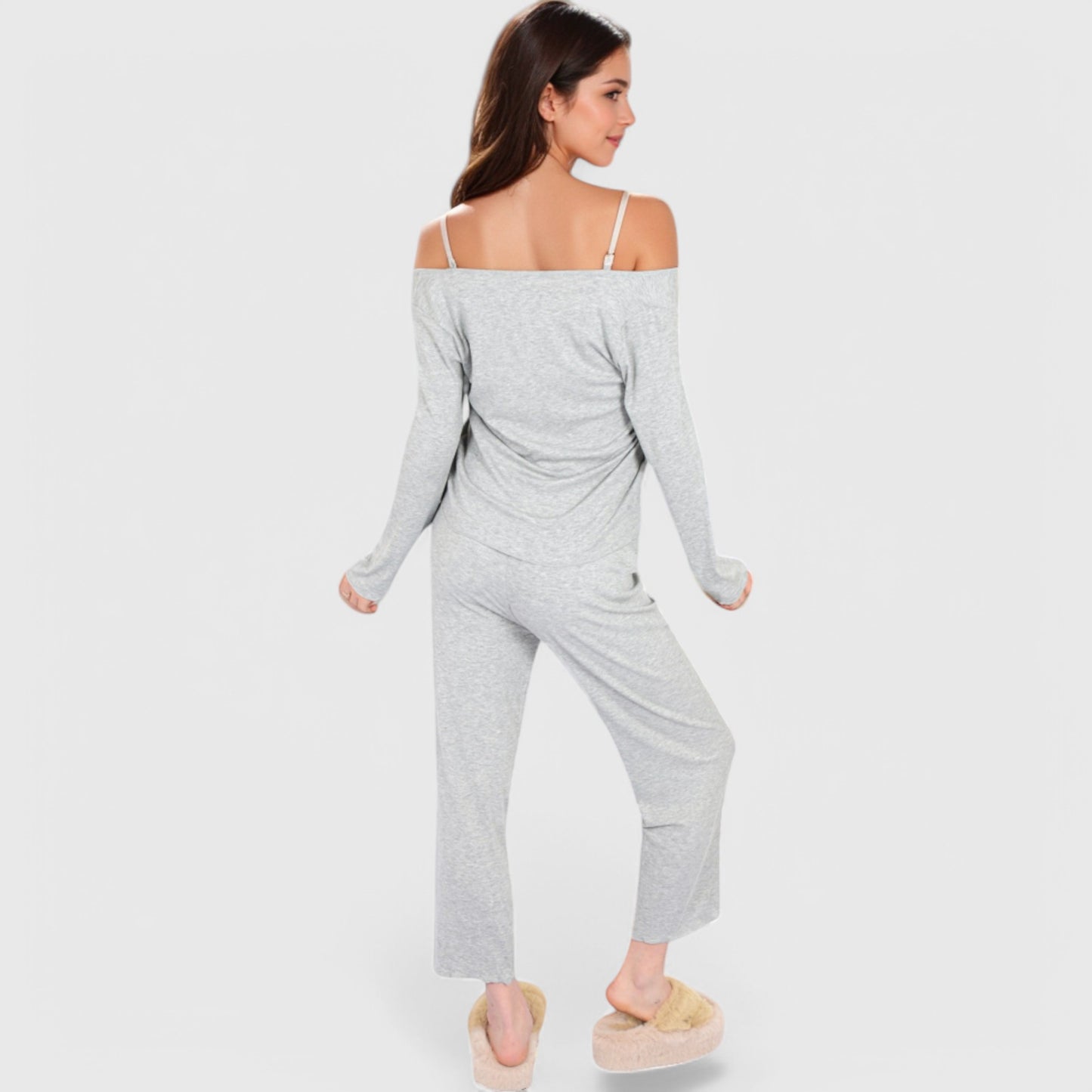 Lounge Women's 3-Piece Lounge Pajama Set with Camisole, Button-Up Top, and Wide-Leg Pants