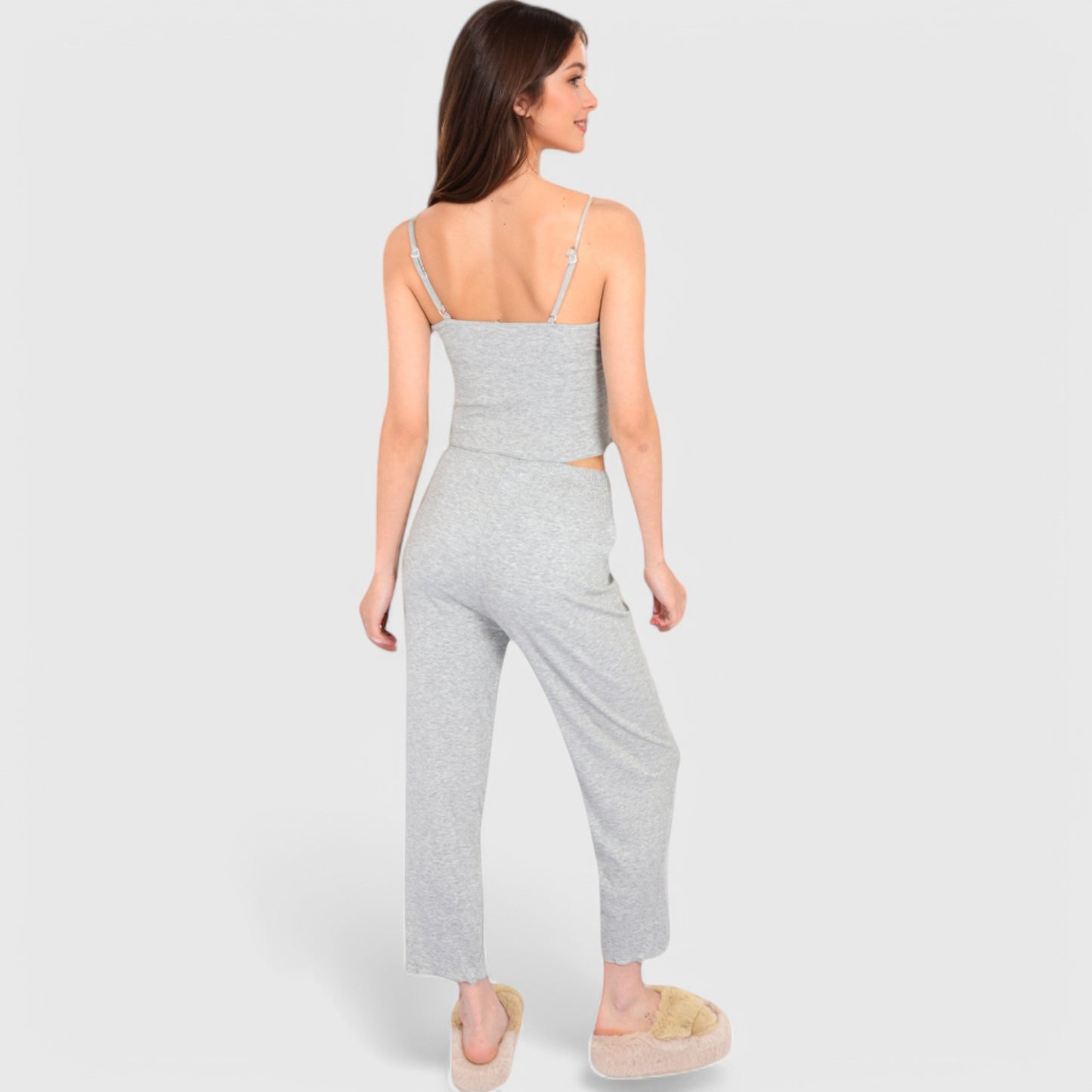 Lounge Women's 3-Piece Lounge Pajama Set with Camisole, Button-Up Top, and Wide-Leg Pants