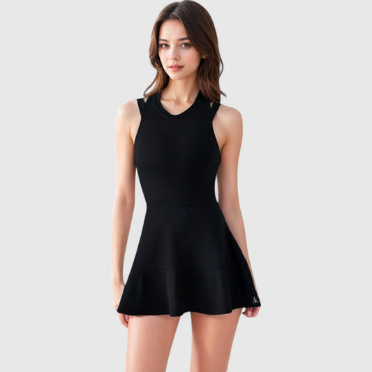 Women's Racerback Flowy Athletic Dress with Built-In Shorts