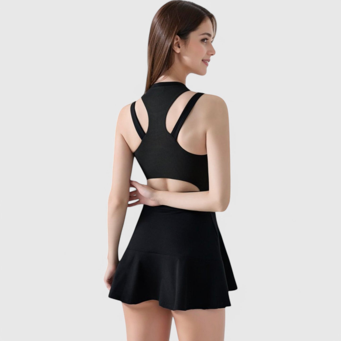 Women's Racerback Flowy Athletic Dress with Built-In Shorts