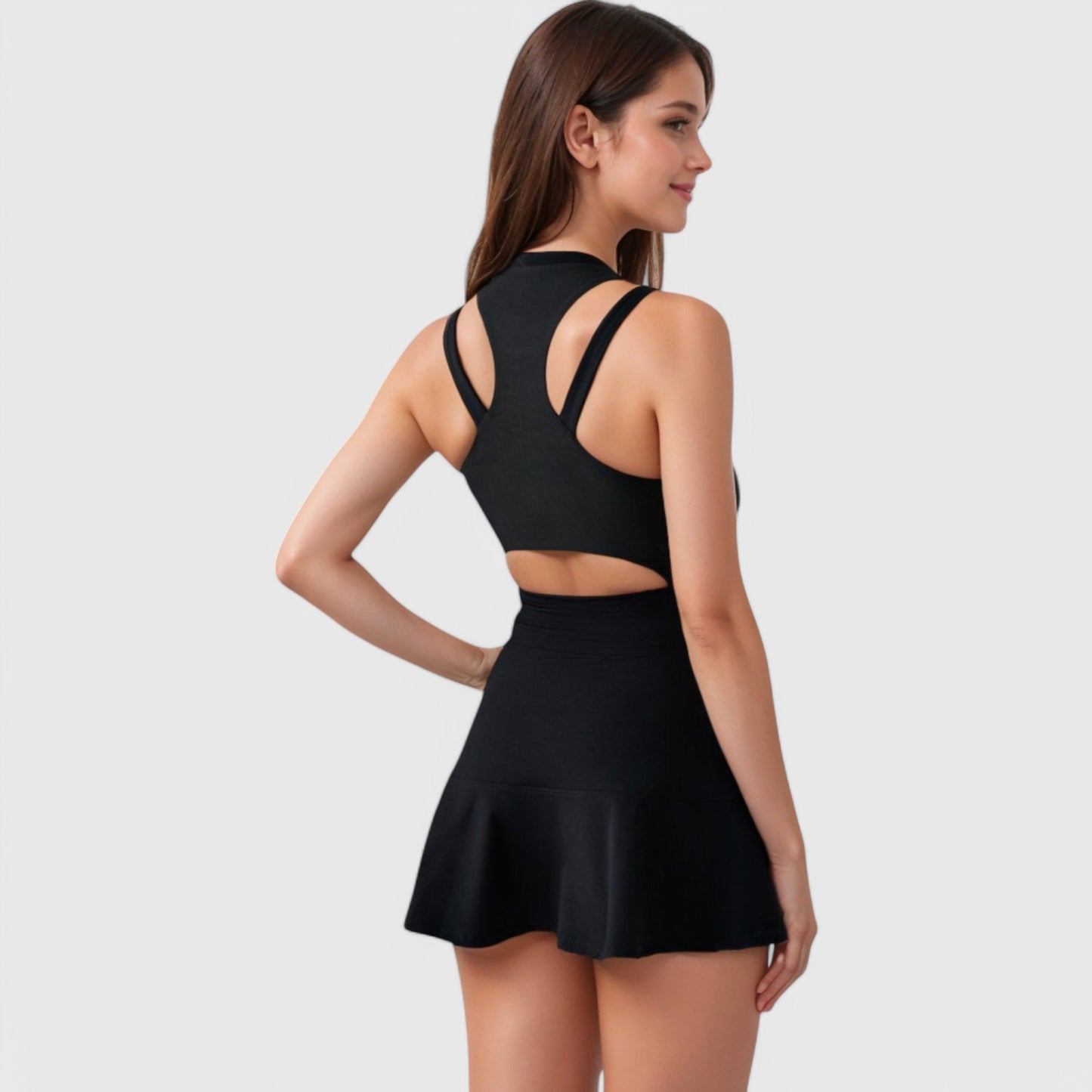 Women's Racerback Flowy Athletic Dress with Built-In Shorts