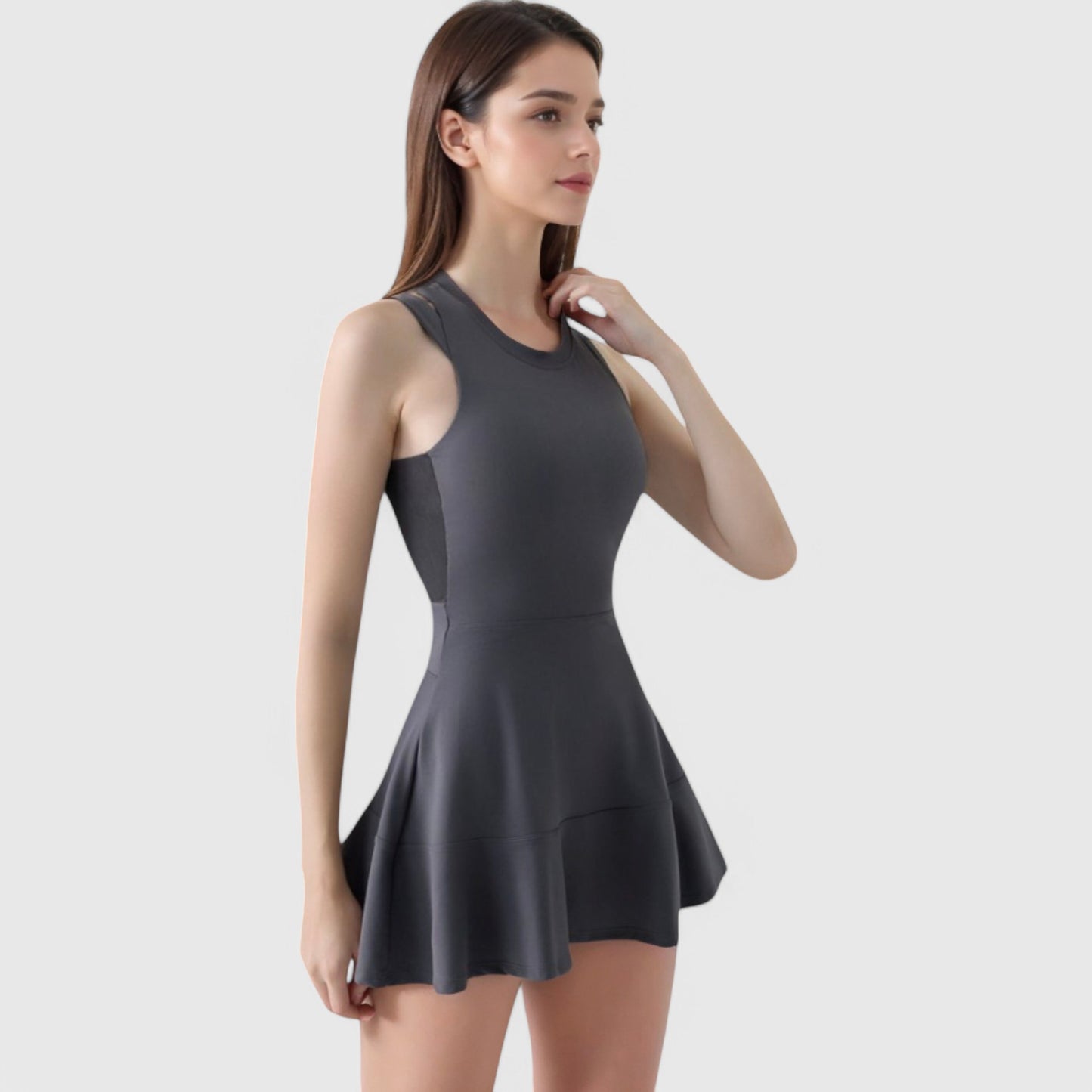 Women's Racerback Flowy Athletic Dress with Built-In Shorts