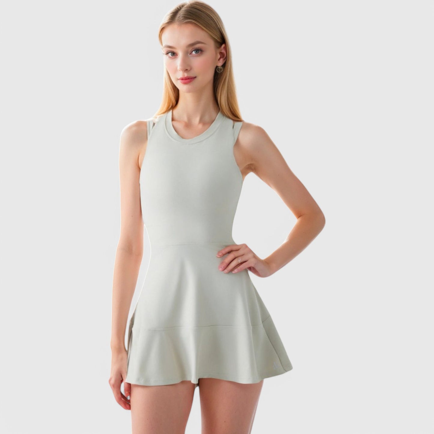 Women's Racerback Flowy Athletic Dress with Built-In Shorts