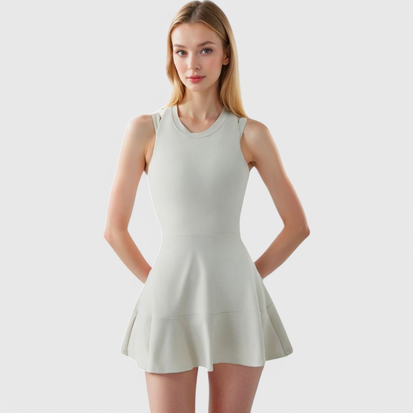 Women's Racerback Flowy Athletic Dress with Built-In Shorts