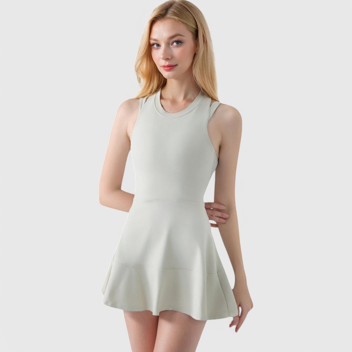 Women's Racerback Flowy Athletic Dress with Built-In Shorts