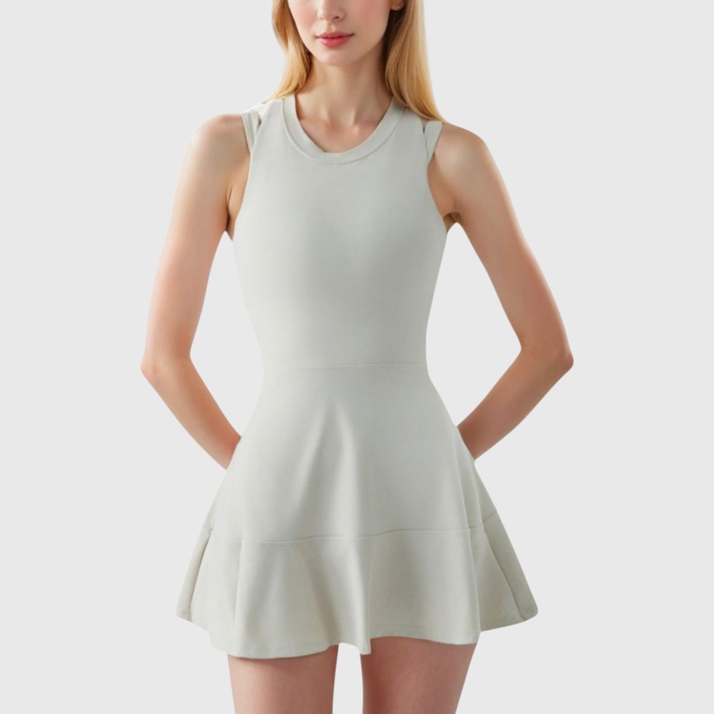 Women's Racerback Flowy Athletic Dress with Built-In Shorts