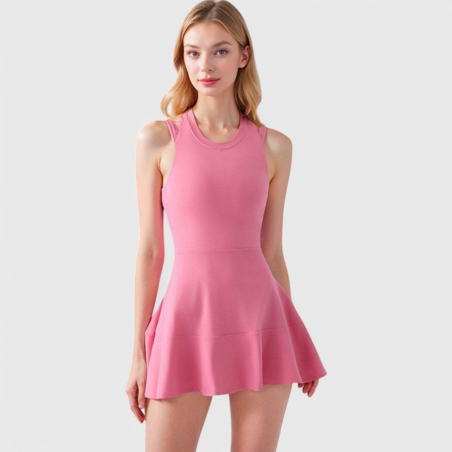 Women's Racerback Flowy Athletic Dress with Built-In Shorts