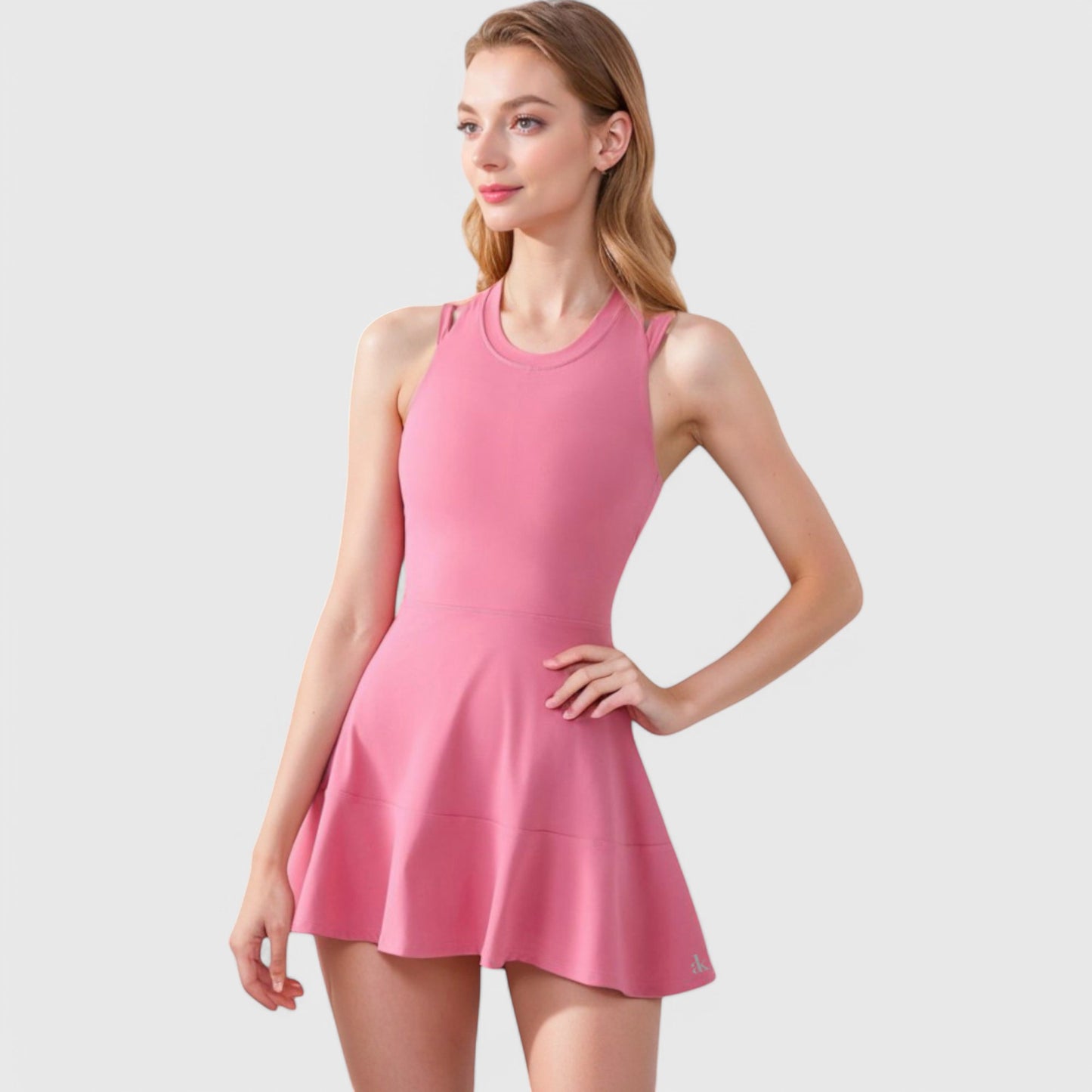 Women's Racerback Flowy Athletic Dress with Built-In Shorts