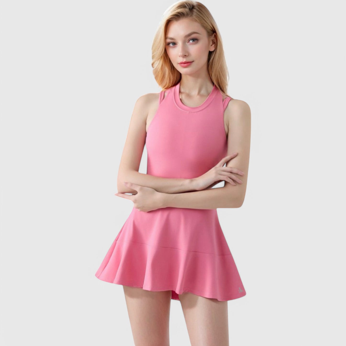 Women's Racerback Flowy Athletic Dress with Built-In Shorts