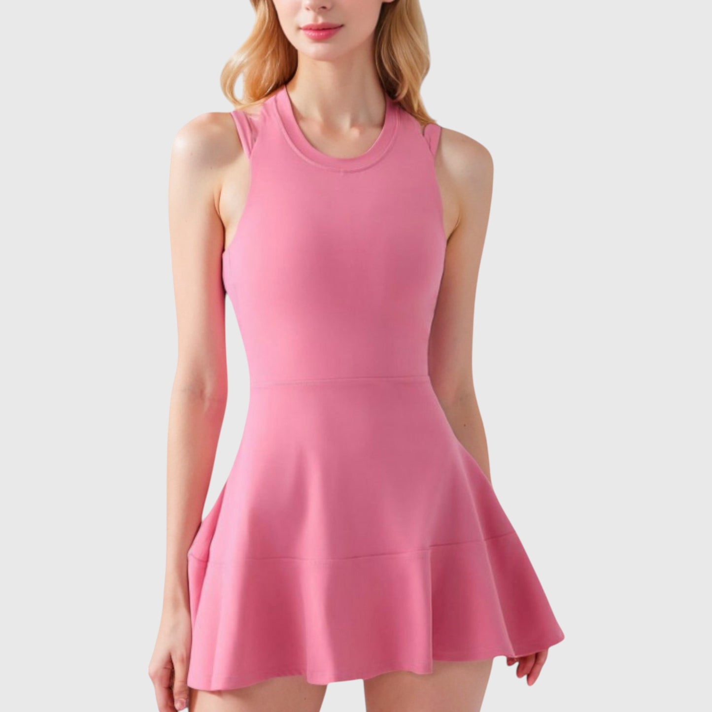 Women's Racerback Flowy Athletic Dress with Built-In Shorts