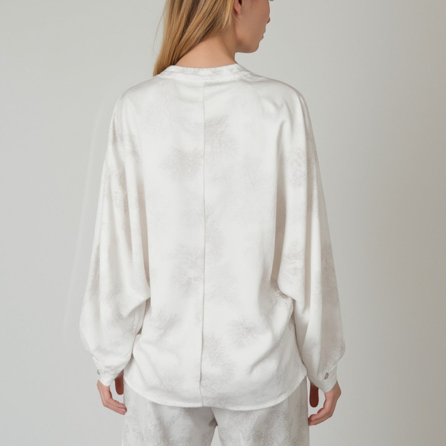 Lounge Women's Toile Print Button Up Pajama Set with Long Sleeve Top and Elastic Waist Drawstring Pants