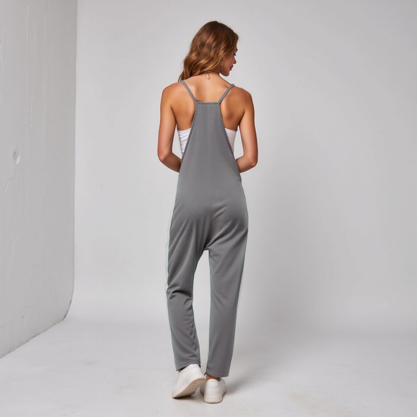 Women's Loose Fit Overalls with Adjustable Straps and Side Pockets