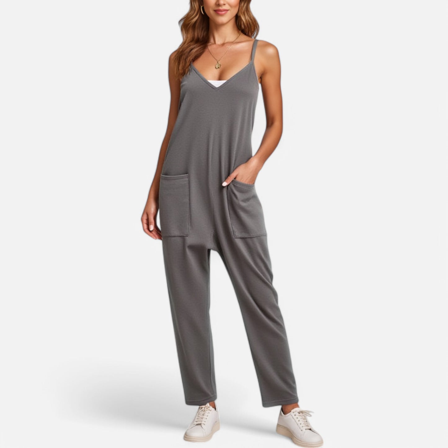 Women's Loose Fit Overalls with Adjustable Straps and Side Pockets