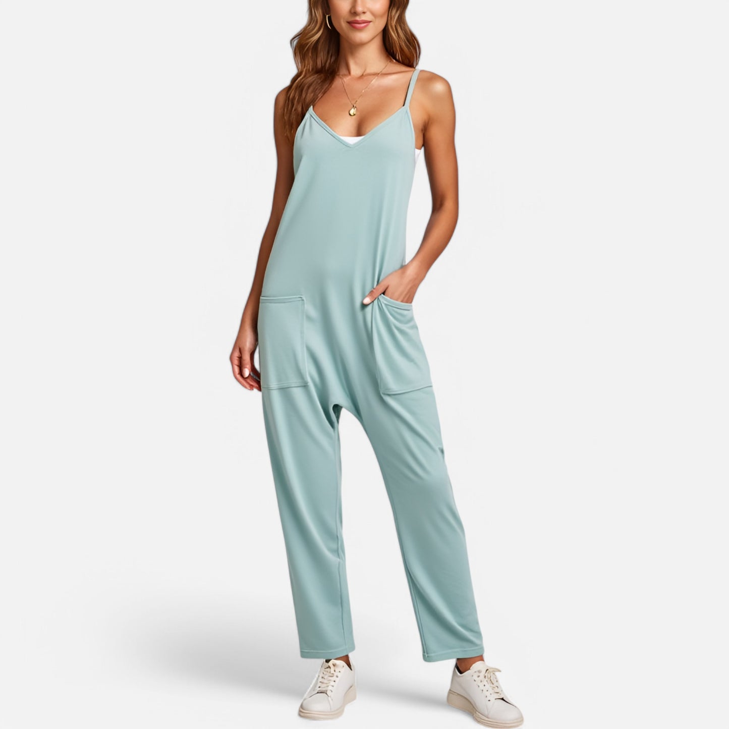 Women's Loose Fit Overalls with Adjustable Straps and Side Pockets