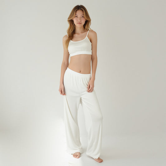 Lounge Women's Rib Knit Lounge Pants with Scalloped Hem and Soft Stretch Waistband