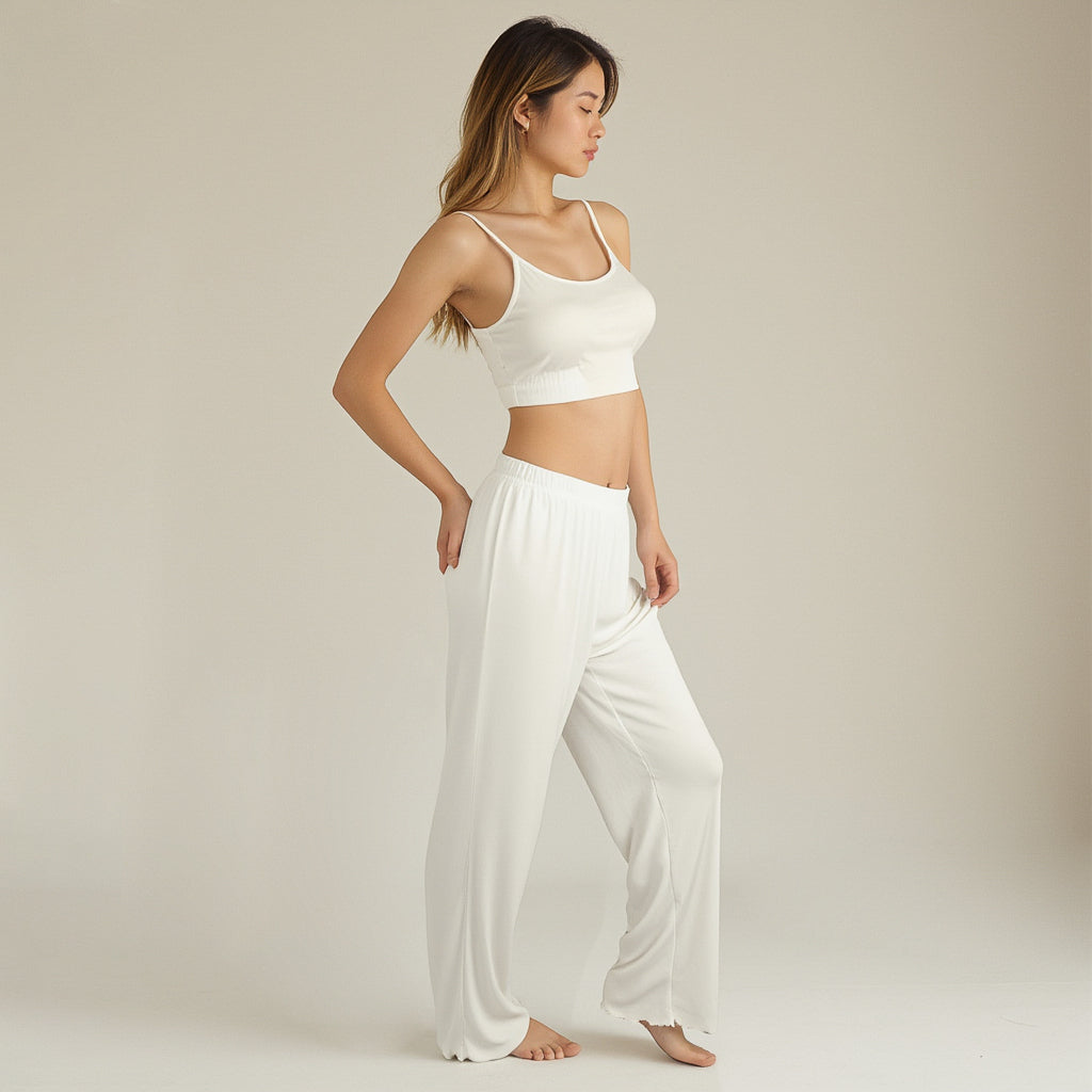 Lounge Women's Rib Knit Lounge Pants with Scalloped Hem and Soft Stretch Waistband